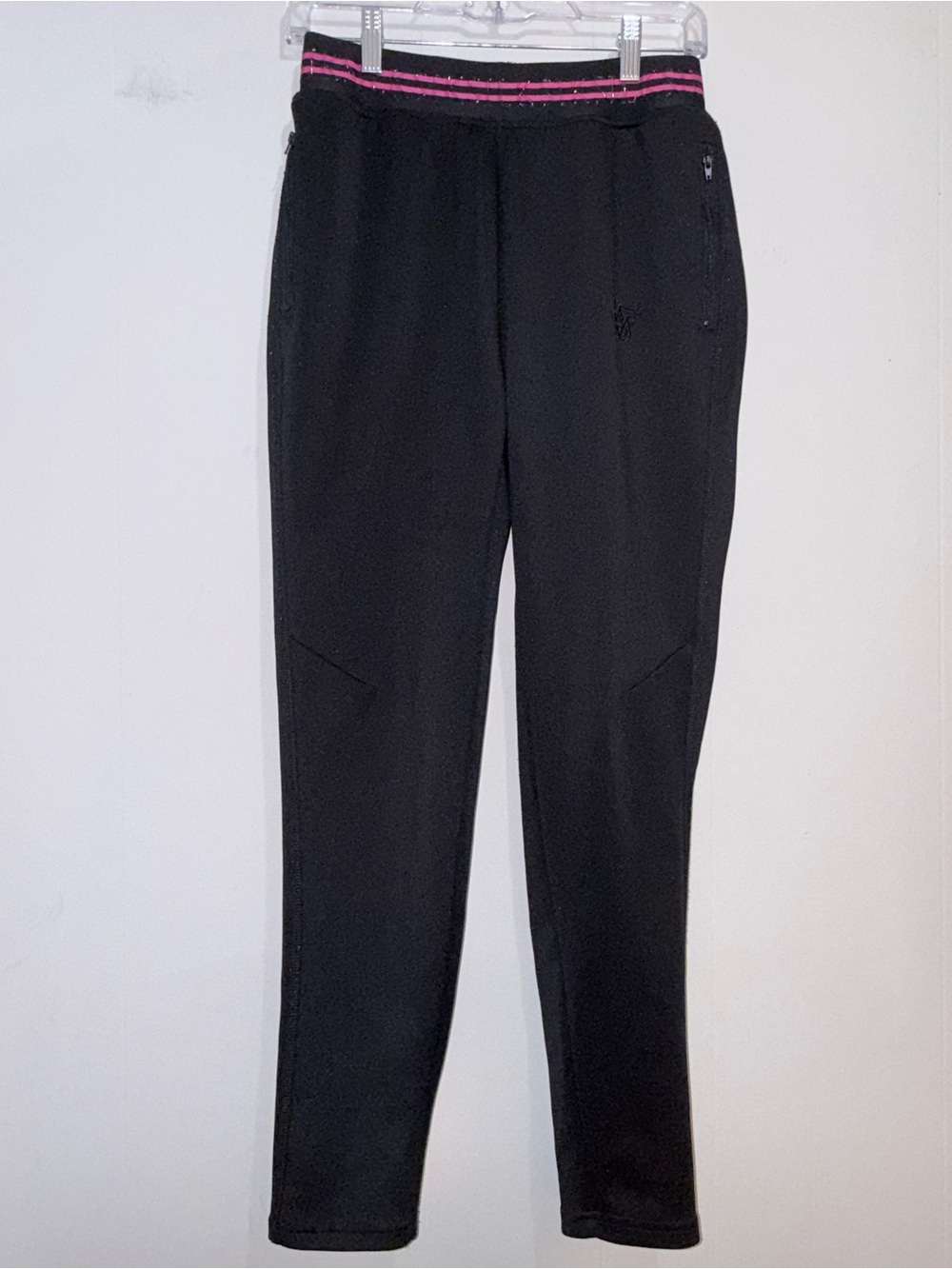 SikSilk Black Tape Track Pants Pink Striped Waistband US 8 UK 12 EUC
